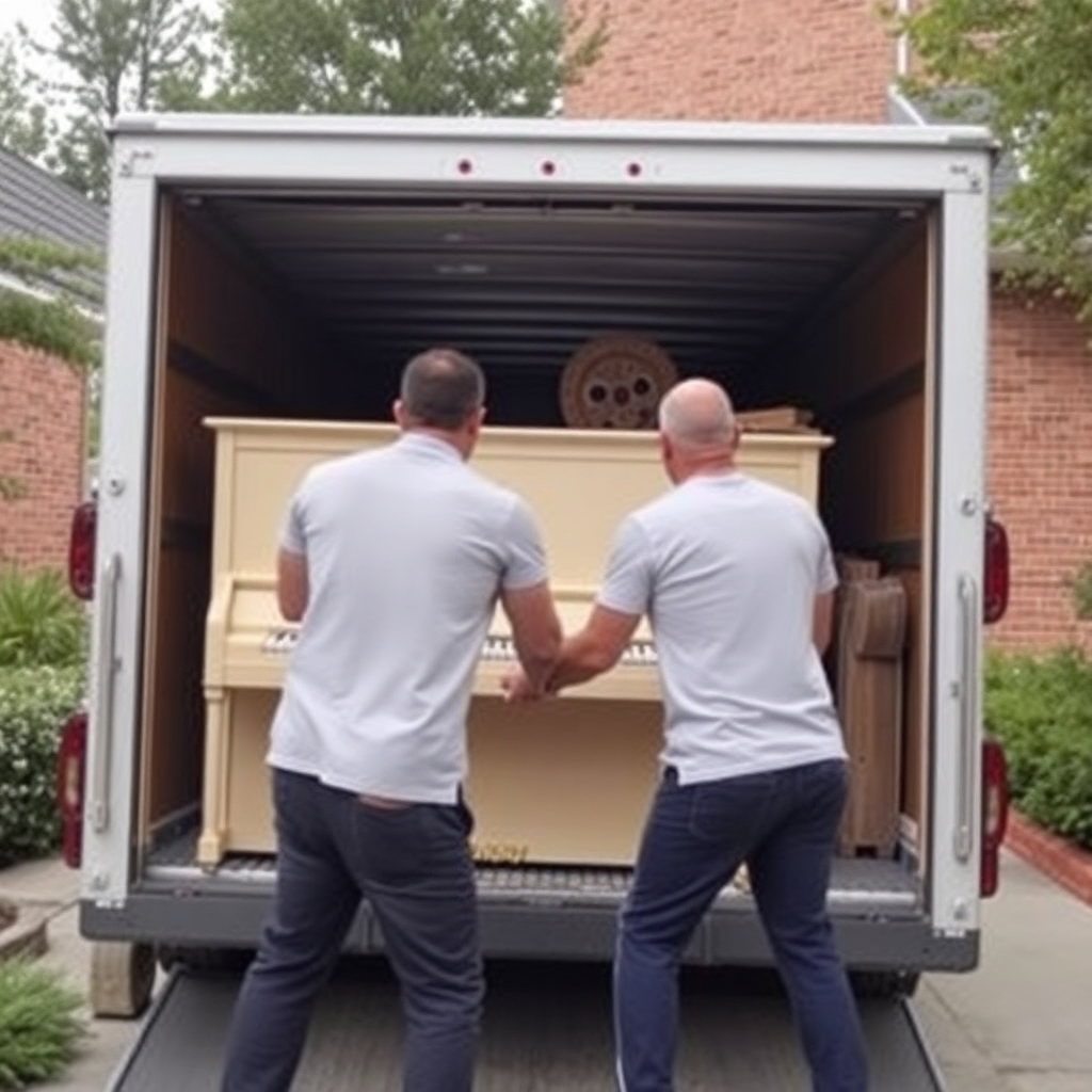 movers carefully handling piano and specialty items