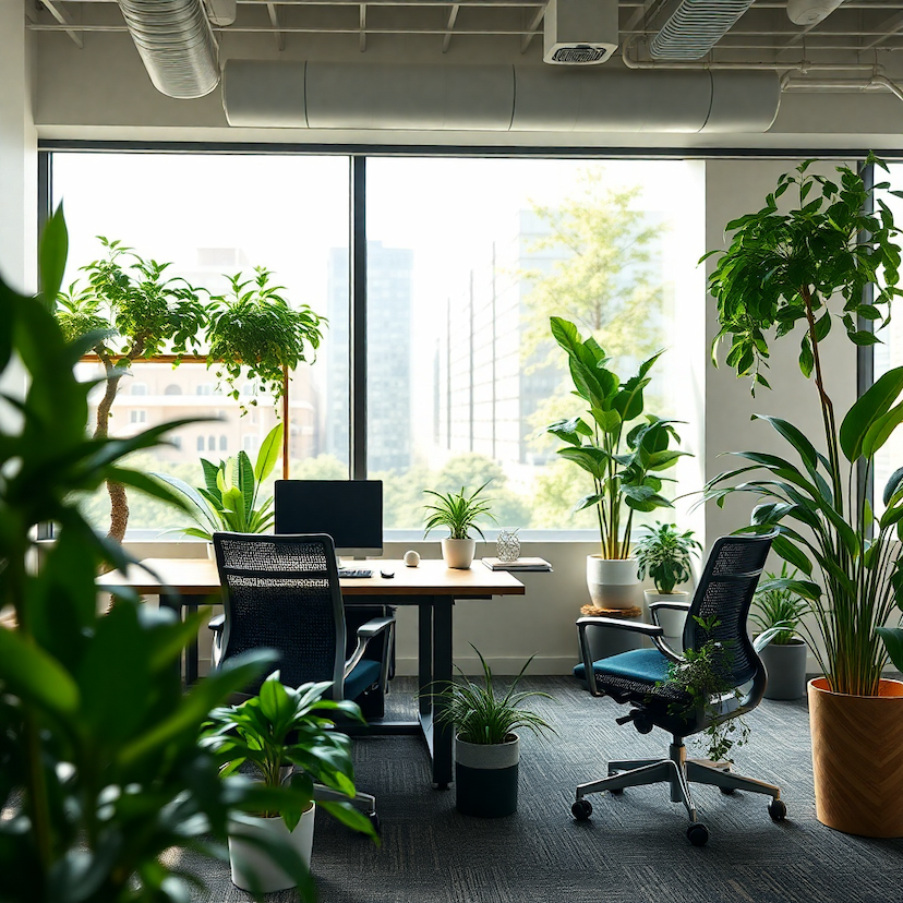 sustainable business practices with green office environment